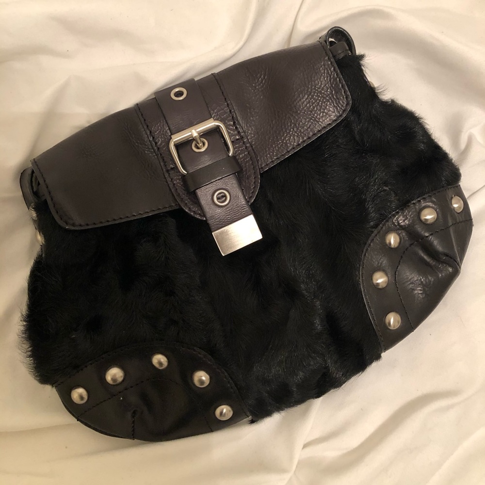 Cynthia Rowley Black Fur Bag